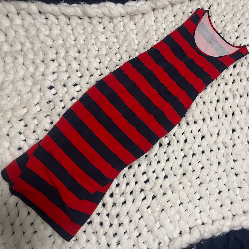 Ingrid & Isabel Maternity | Red and Navy Striped Tank Maxi Dress